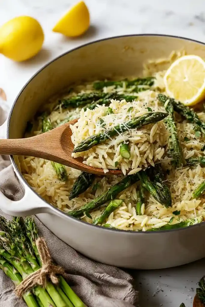 orzo with asparagus and parmesan