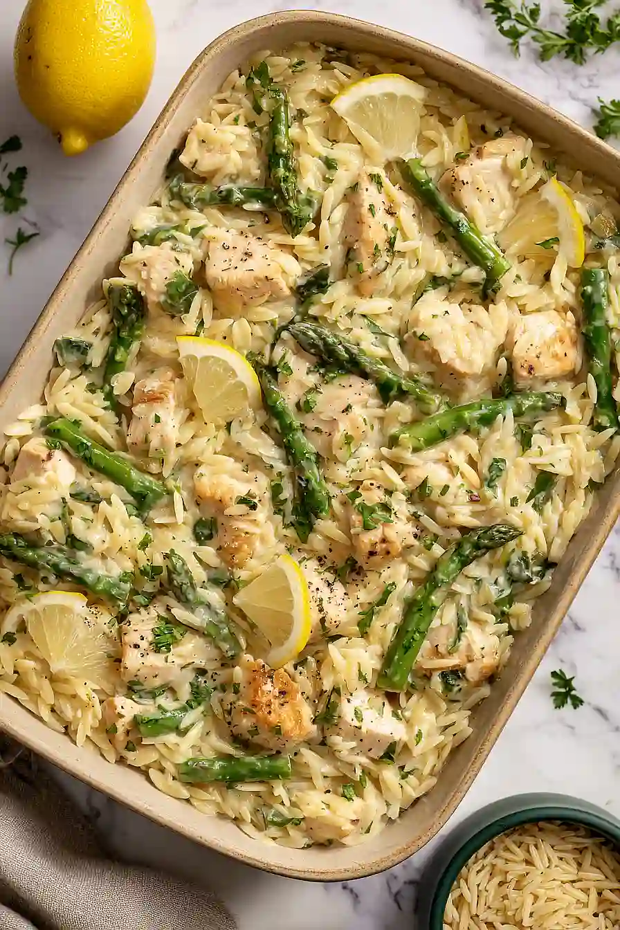 orzo with chicken and asparagus