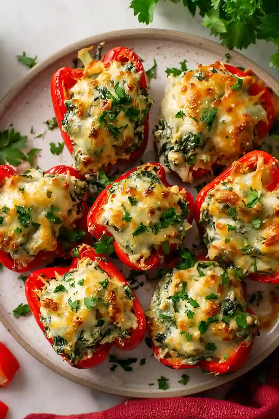spinach and chicken stuffed peppers