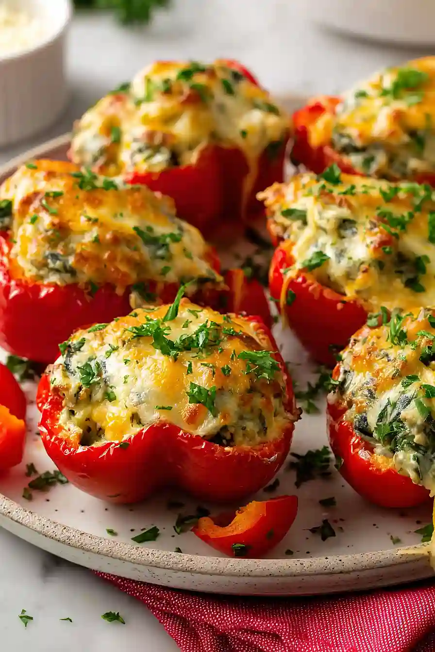 spinach and chicken stuffed peppers